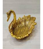 Gold Plated Metal Handicraft Duck Style DryFruit Supari Chocolate Serving Tray