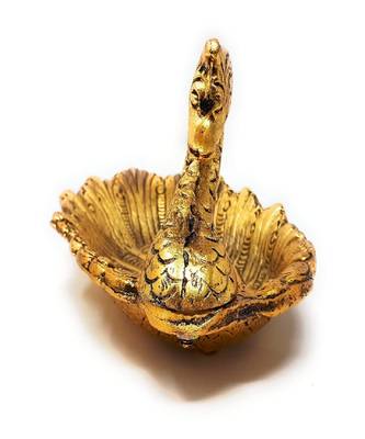 Gold Plated Metal Handicraft Duck Style DryFruit Supari Chocolate Serving Tray 2