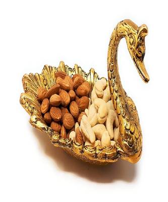 Gold Plated Metal Handicraft Duck Style DryFruit Supari Chocolate Serving Tray 3