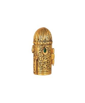 Gold Plated Metal Hindu God Lord Ram Darbar in A Folding Round Box 4