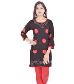 Black Cotton Bandhej Design Kurti
