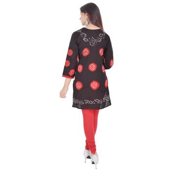 Black Cotton Bandhej Design Kurti 2