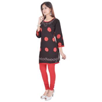 Black Cotton Bandhej Design Kurti 3