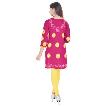 Pink Cotton Bandhej Design Kurti 2