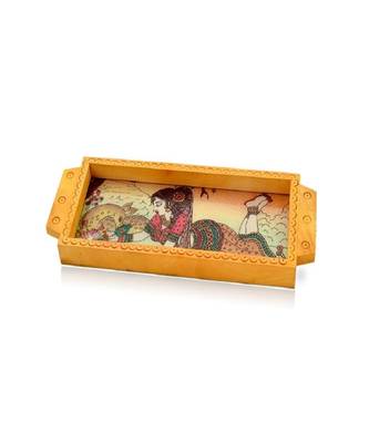 Jaipuri Gemstone Painted Wooden Serving Tray 338 1