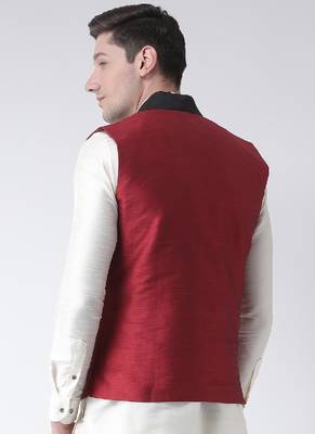 DEYANN Red Color Solid Nehru Jacket 3