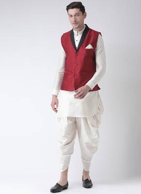 DEYANN Red Color Solid Nehru Jacket 5