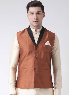 DEYANN Copper Color Solid Nehru Jacket 1