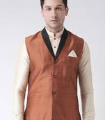 DEYANN Copper Color Solid Nehru Jacket
