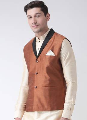 DEYANN Copper Color Solid Nehru Jacket 2