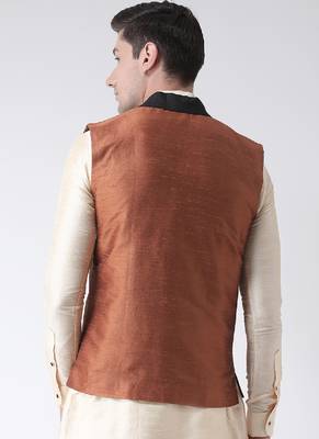 DEYANN Copper Color Solid Nehru Jacket 3