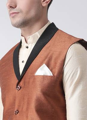 DEYANN Copper Color Solid Nehru Jacket 4