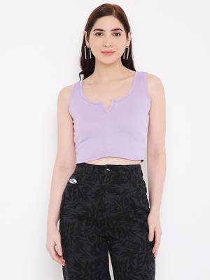 BLANCD Women's Lavender Polyester Solid Sando 1