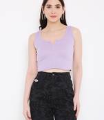 BLANCD Women's Lavender Polyester Solid Sando