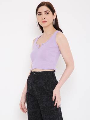 BLANCD Women's Lavender Polyester Solid Sando 3