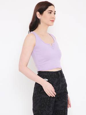 BLANCD Women's Lavender Polyester Solid Sando 4