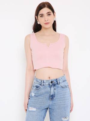 BLANCD Women's Pink Polyester Solid Sando 1