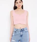 BLANCD Women's Pink Polyester Solid Sando