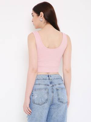 BLANCD Women's Pink Polyester Solid Sando 2