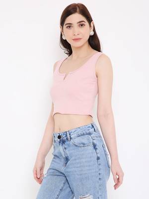 BLANCD Women's Pink Polyester Solid Sando 3
