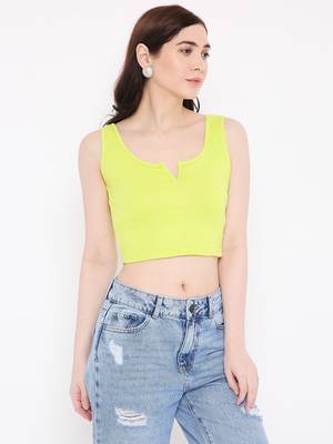 BLANCD Women's Lime Punch Polyester Solid Sando 4