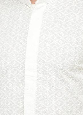 DEYANN Embroidered Chikankari white Color Kurta with white Color Trouser Set 5