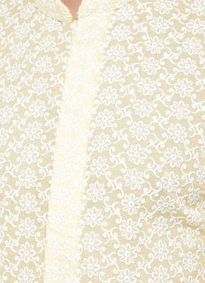 DEYANN Embroidered Chikankari Yellow Color Kurta with White Color Trouser Set 5