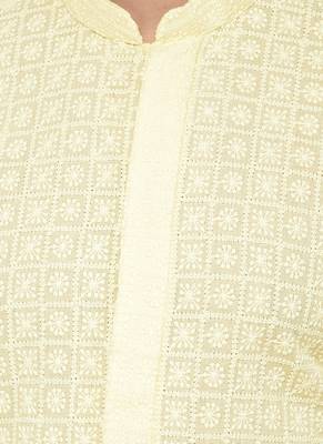 DEYANN Embroidered Chikankari Yellow Color Kurta with white Color Trouser Set 5