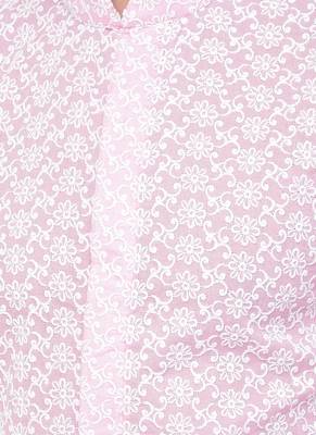 DEYANN Embroidered Chikankari Pink Color Kurta with White Color Trouser Set 5
