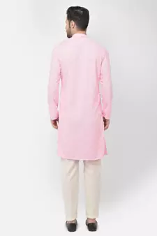 DEYANN Embroidered Chikankari Pink Color Kurta with white Color Trouser Set
