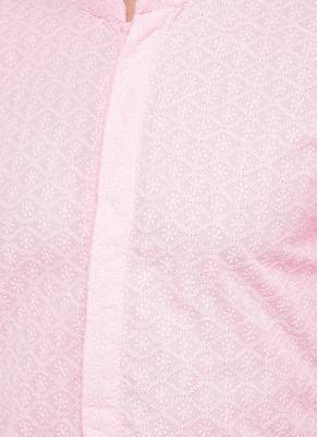 DEYANN Embroidered Chikankari Pink Color Kurta with white Color Trouser Set 5
