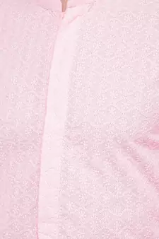 DEYANN Embroidered Chikankari Pink Color Kurta with white Color Trouser Set