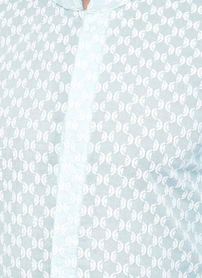 DEYANN Embroidered Chikankari Blue Color Kurta with White Color Trouser Set 5