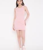BLANCD Women's Pink Polyester Solid Bodycon Dress