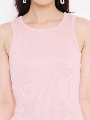 BLANCD Women's Pink Polyester Solid Bodycon Dress 5