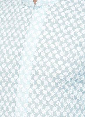 DEYANN Embroidered Chikankari Blue Color Kurta with White Color Trouser Set 5