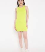 BLANCD Women's Lime Punch Polyester Solid Bodycon Dress