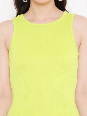 BLANCD Women's Lime Punch Polyester Solid Bodycon Dress 5