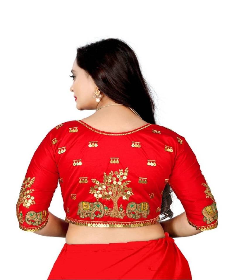 Womengirls ethnic unstitched malay satin cotton blouse with heavy Womengirls ethnic unstitched malay satin cotton blouse with heavy