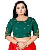 Women/Girls Ethnic Unstitched Malay Satin Cotton Blouse with Heavy Embroidery Work