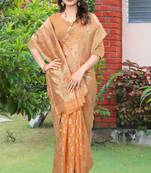   orange woven cotton saree with blouse