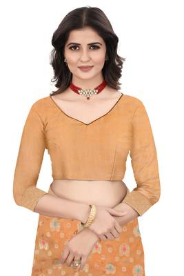   orange woven cotton saree with blouse 4