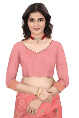   light peach woven cotton saree with blouse 4