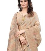   beige woven cotton saree with blouse