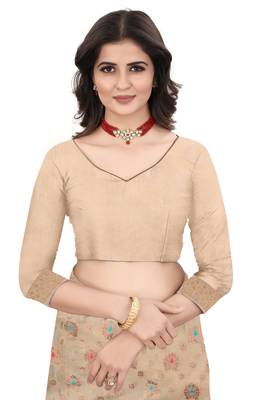   beige woven cotton saree with blouse 4