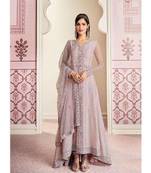 Light Purple diamond work silk semi stitch A line gowns