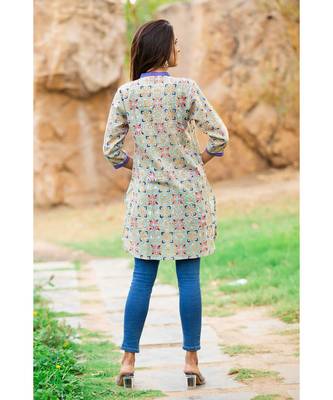 Cotton Hand Block Print Sea Green & Pink kurta 4