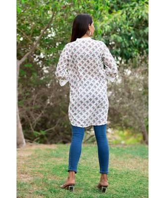 Cotton Hand Block Print White & Pink Kurta 2