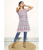 Cotton Hand Block Print White & white Kurta