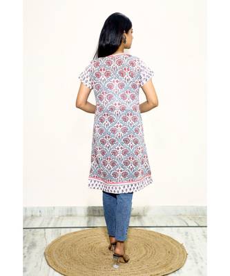 Cotton Hand Block Print White & white Kurta 5